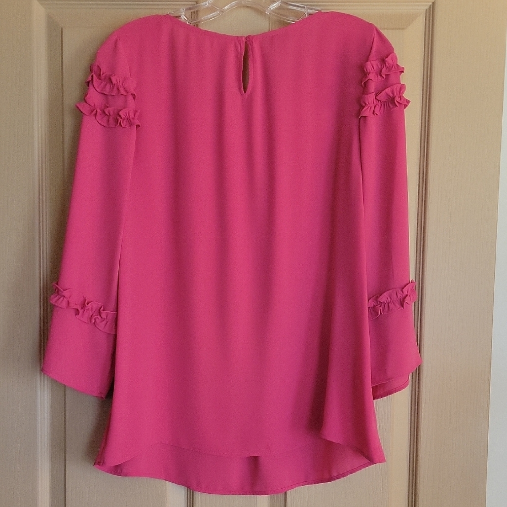 Talbots Pink Ruffled 3/4 Sleeve Blouse - Picture 3 of 3